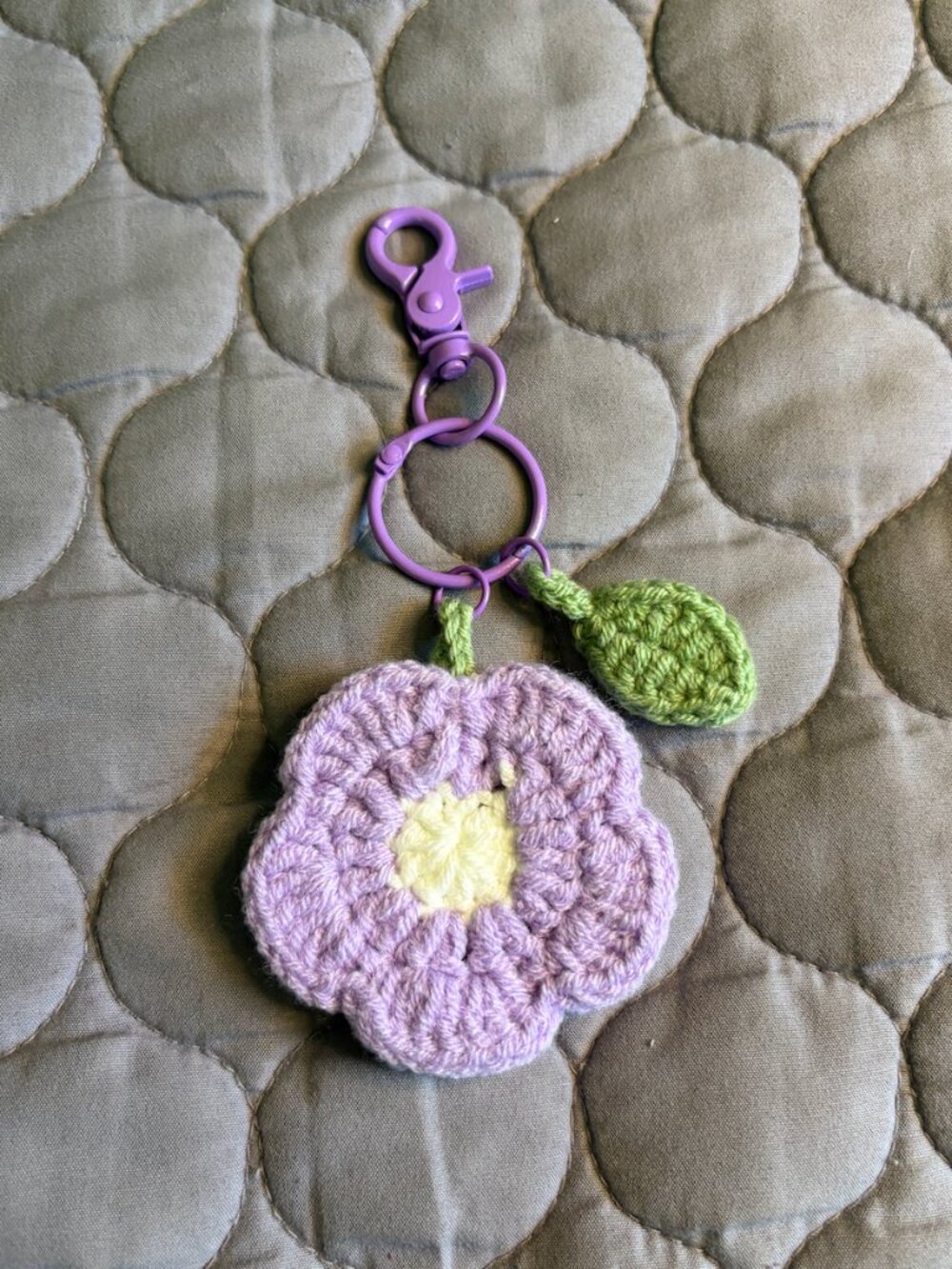 Flat Purple Floral Keychain
